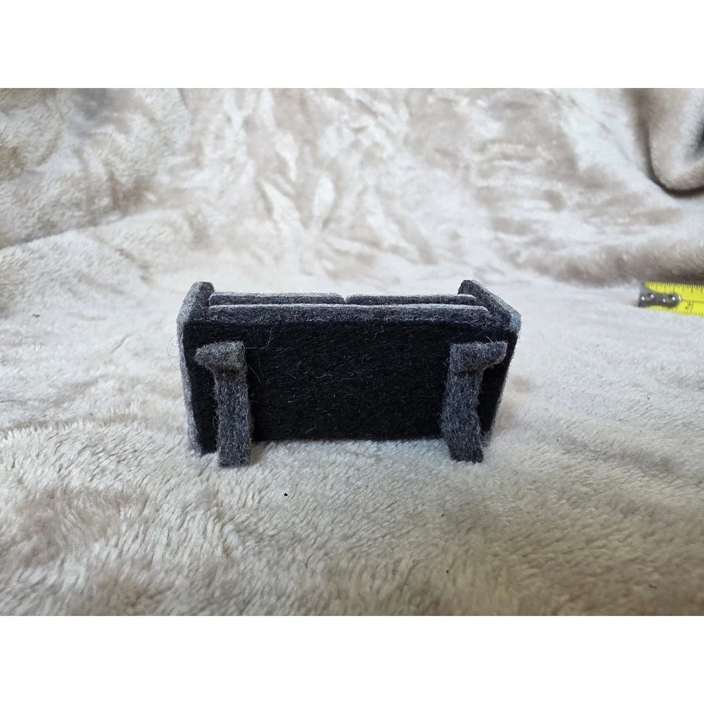 Handmade Felt Sofa Brooch Miniature Grey Couch Pink Pillows Novelty Pin 2.75in
